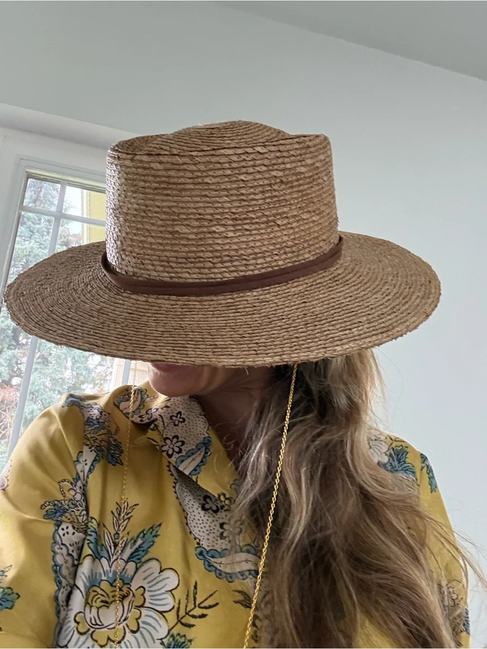 Luxury Quality Palm Leaves Wide-Brim Sun Hat with Brown Band